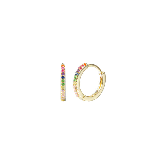 Rainbow Moonstone Circular Gold Earrings | Rei of Light Jewelry